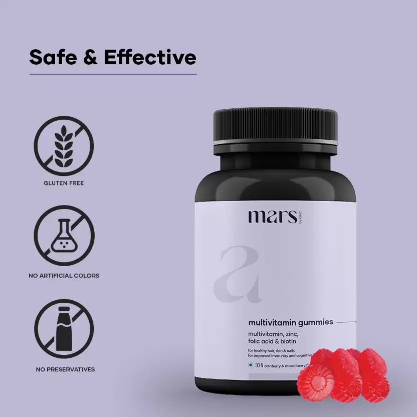 Mars by GHC Multivitamin Gummies, Nourishes Hair & Promotes Hair Volume (30 No)