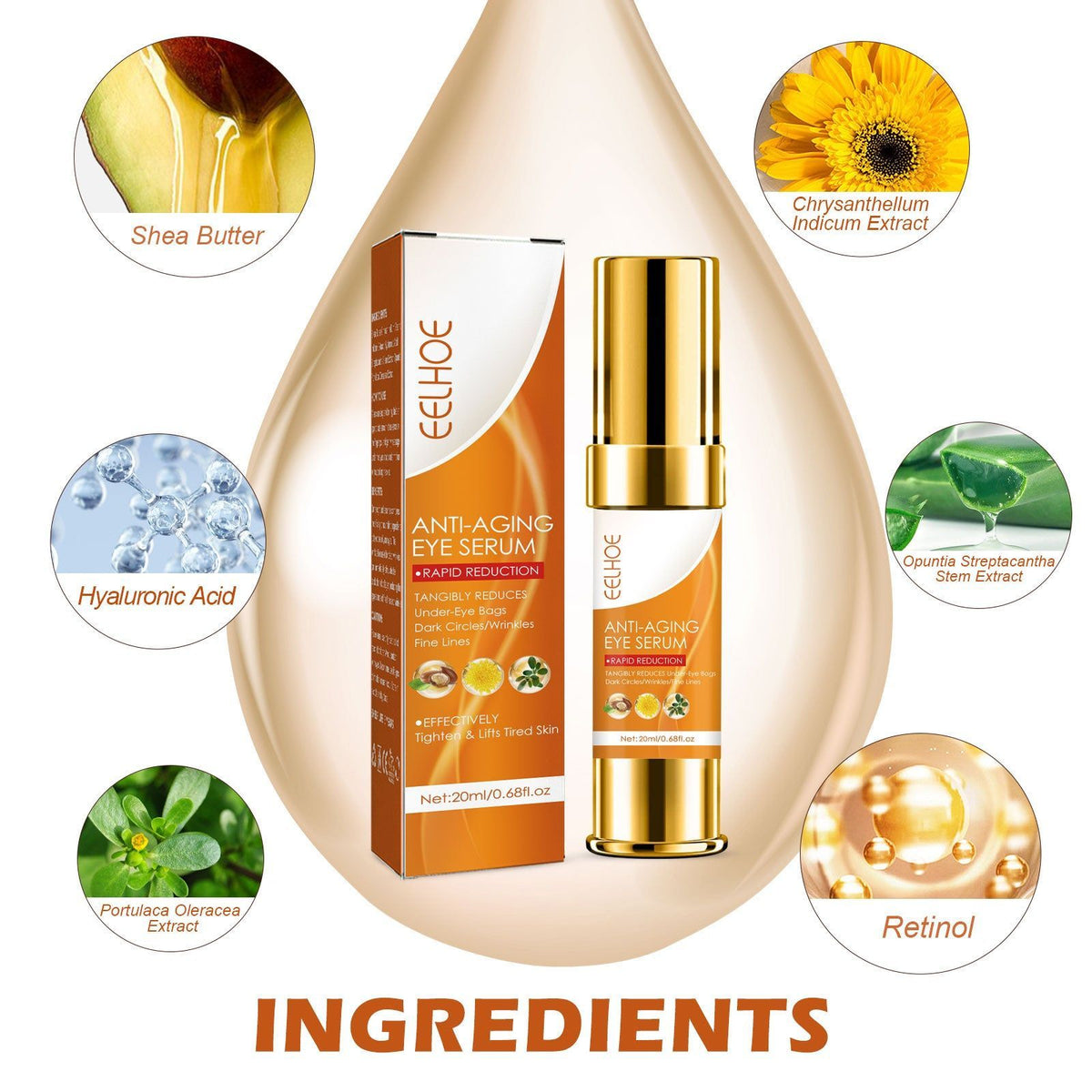 Anti-Aging Eye Serum, Reduces Dark Circles, Fine Lines, Puffiness, Eye Bags ,20ml