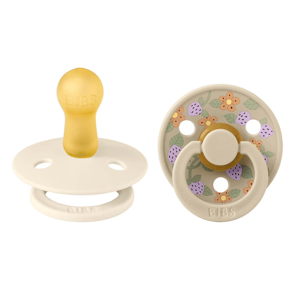 Bibs x Liberty 2 PACK Colour Strawberries and Cream Latex Size 2 Ivory Mix Round Nipple
