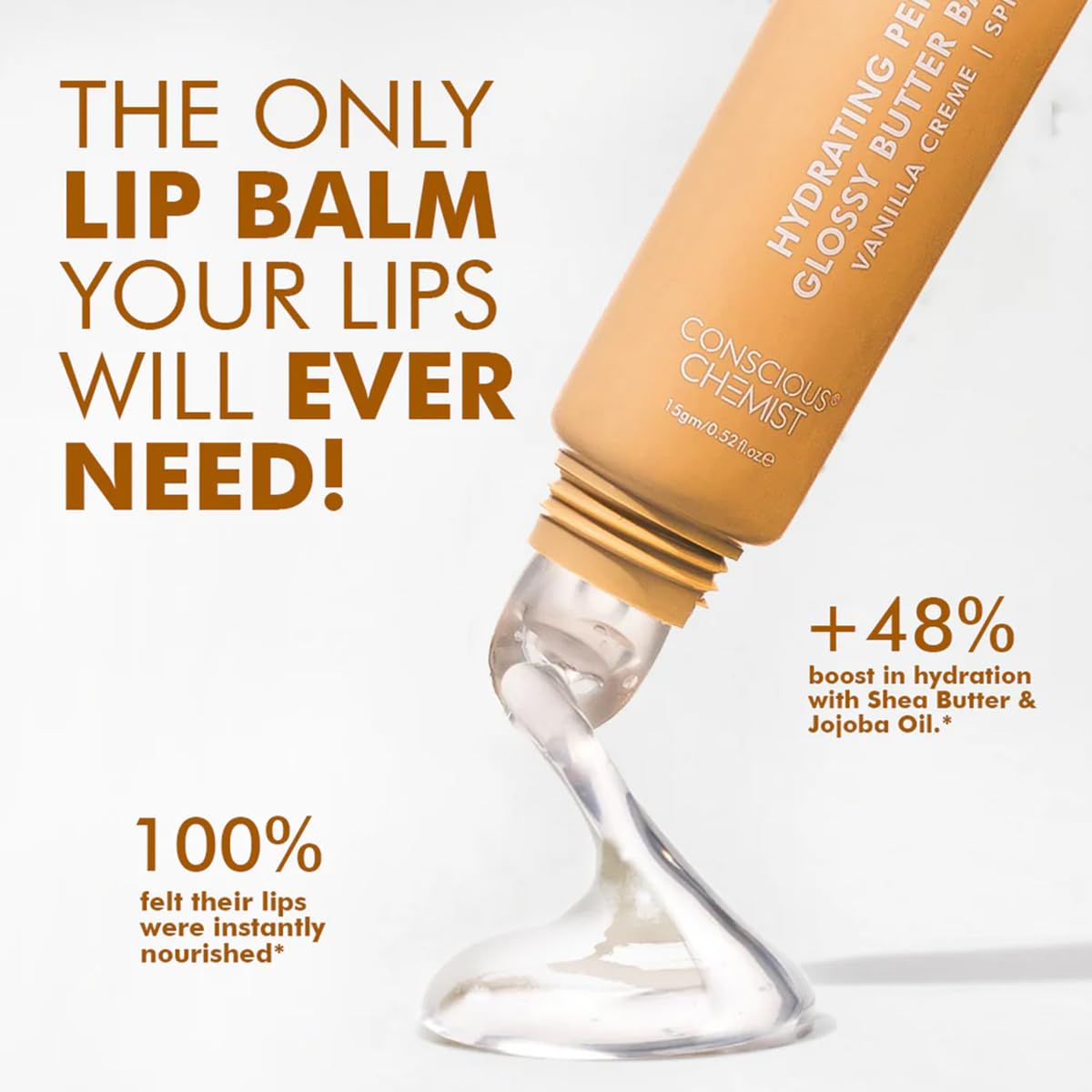 Conscious Chemist Peptide Lip Balm - Lush Lips with SPF15 | 15g | Vanilla Creme