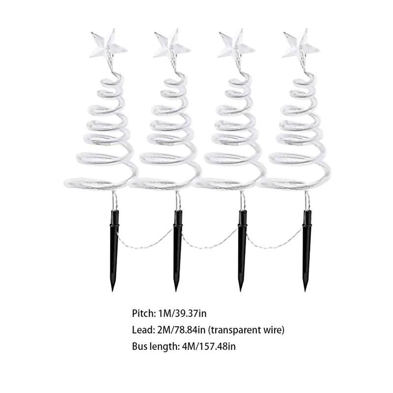 4pcs Solar LED Christmas Tree Decoration Garden Fairy Lights Waterproof Pathway Lamp