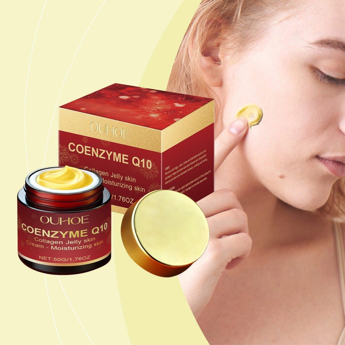 Coenzyme Q10 Collagen Skin Care Cream, Anti-Aging, Moisturizing, Smoothing ,50g