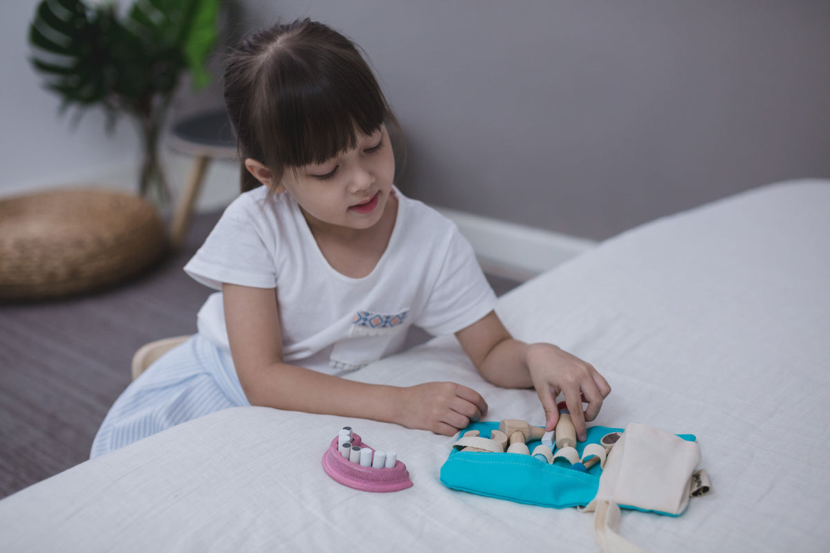 PlanToys Dentist Set — Wooden Pretend Play Doctor Toy