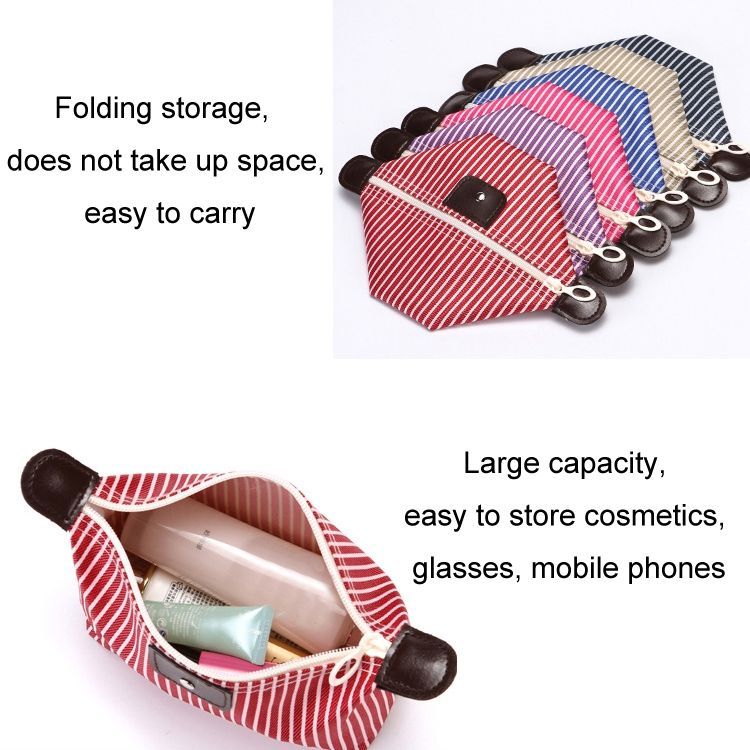 Striped Cosmetic Bag Travel Folding Toiletry Bag
