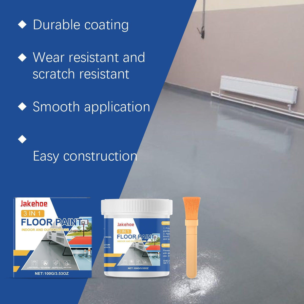 3-in-1 Floor Primer Waterproof, Anti-Abrasion, Quick-Dry for Home, Construction ,1 set