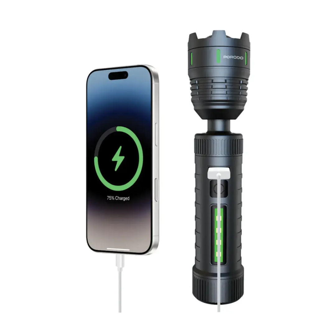Porodo Lifestyle Orbit Multi-Color Laser Torch with Power Bank Function, Black