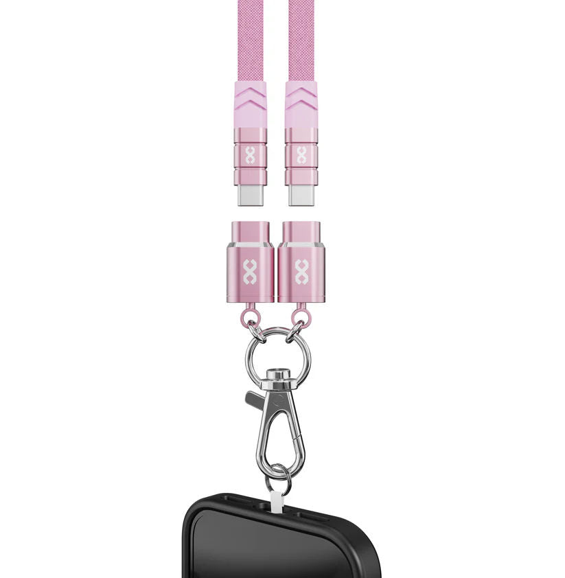 Infinyty 2-in-1 Lanyard USB-C to USB-C Braided Cable 60W, 1m