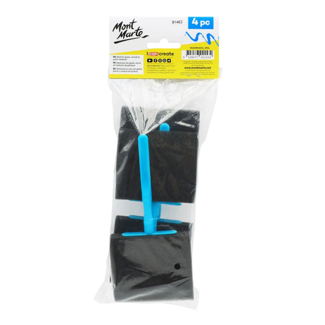 Mont Marte Hobby Foam Brush Set, 4-Pieces, 75mm, MACR0023