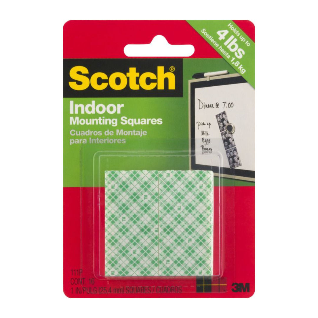 3M Scotch Square Mounting Tape, 16 Pack, 1x1 Inch