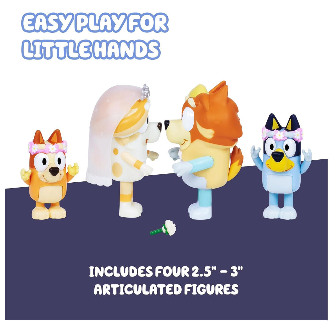 Bluey Wedding Time Figure Set (7.62cm, Pack of 4), 3+ years