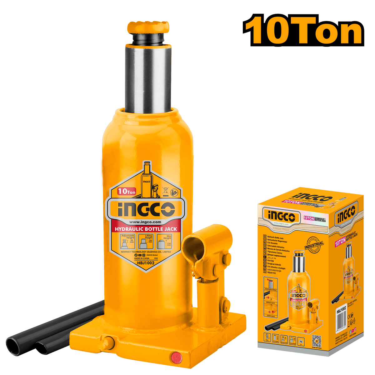 INGCO Hydraulic Bottle Jack 10 Ton Industrial Lifting Jack