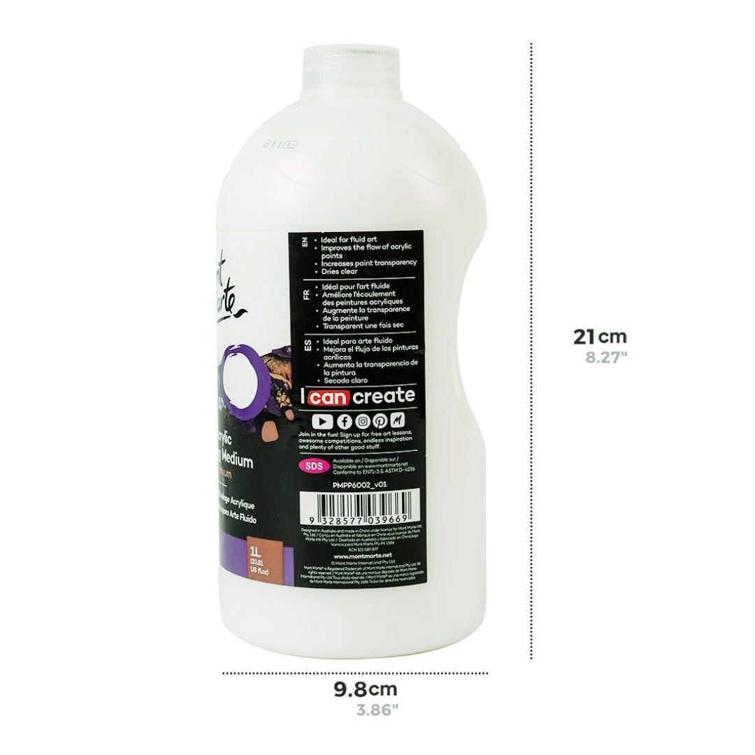Mont Marte Acrylic Pouring Medium Premium, 1Litre, PMPP6002 P21-237