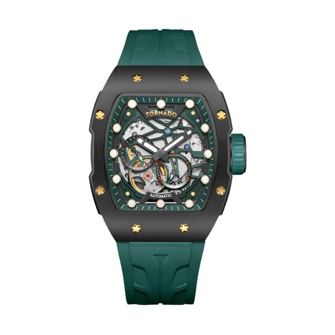 Tornado Men's Automatic Black Dial Watch, T24302-Bshb