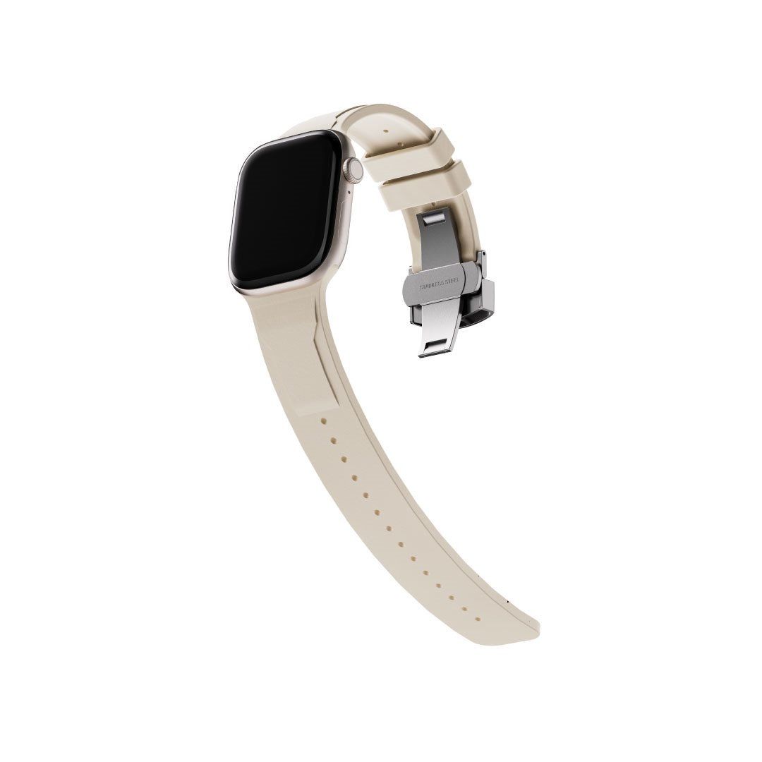 Blupebble Flexor Premium Fluoro Rubber Watch Band with Precision Steel Clasp