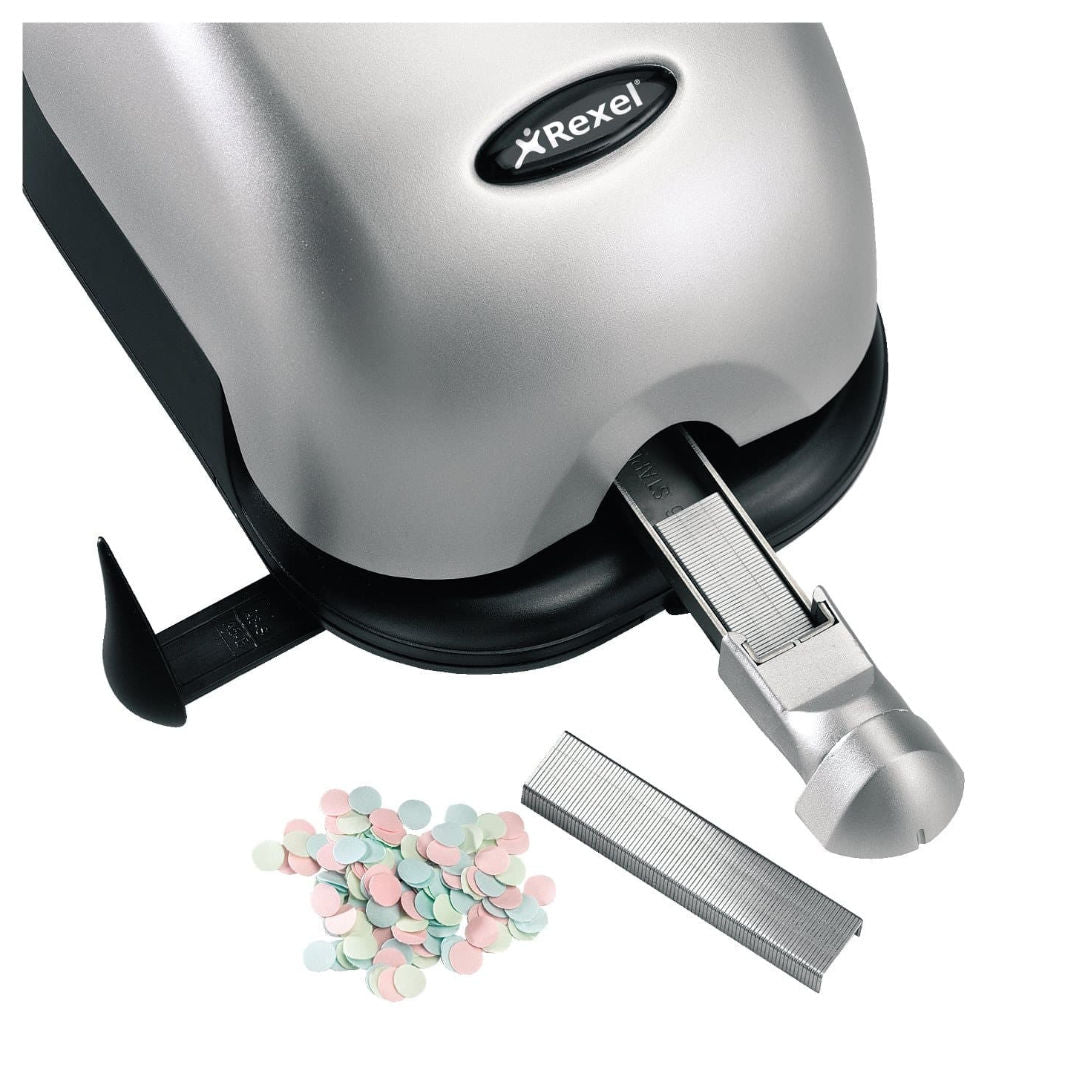 Rexel Polaris 1420, Electric Stapler & Punch, Silver/Black