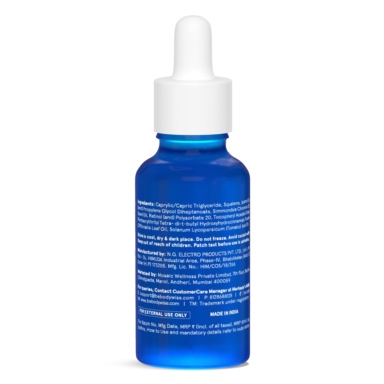 Be Bodywise 0.3% Retinol & 25% Squalene Anti-Aging Serum | Reduces Fine Lines, Wrinkles & Improves Skin Vitality | 30ml