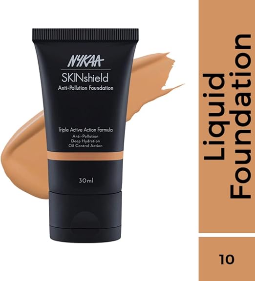Nykaa SkinShield AntiPollution Matte Foundation Golden Hour 10