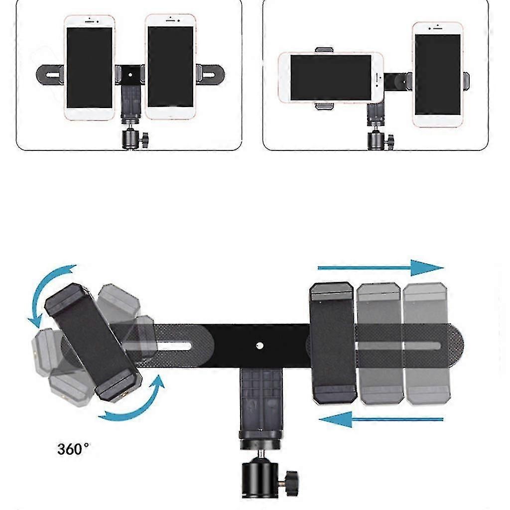 Dual Phone Holder for Selfie Stick Tripod Influencers
