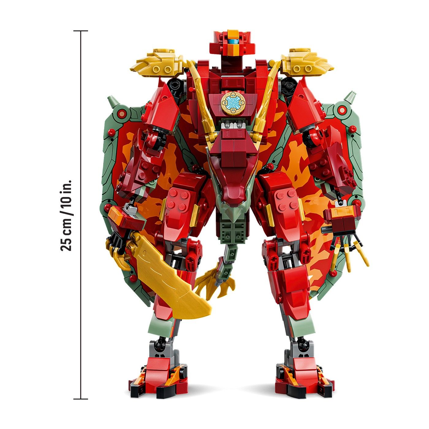 LEGO NINJAGO Wyldfyre's Transforming Dragon Mech Building Set, 821 Pieces, For Age 9+ Years