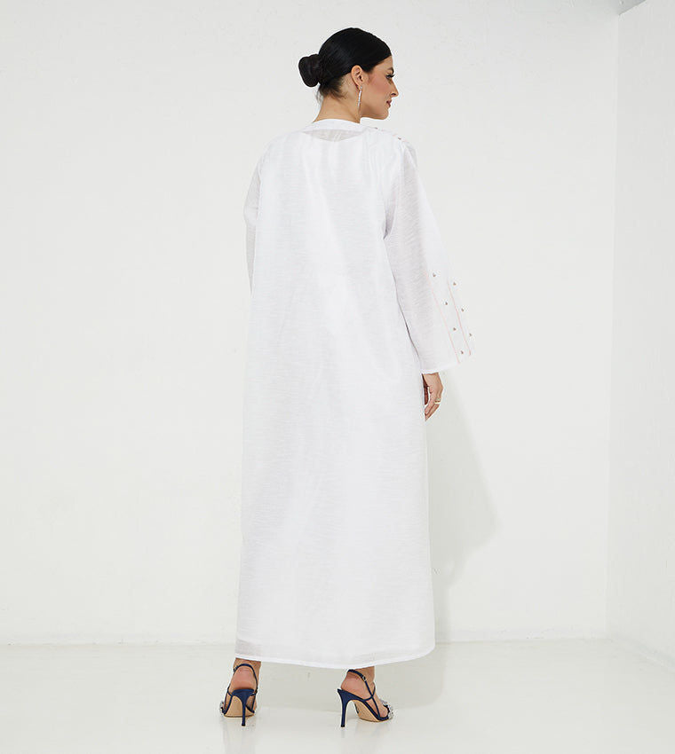 MOiSTREET  White Organza Abaya
