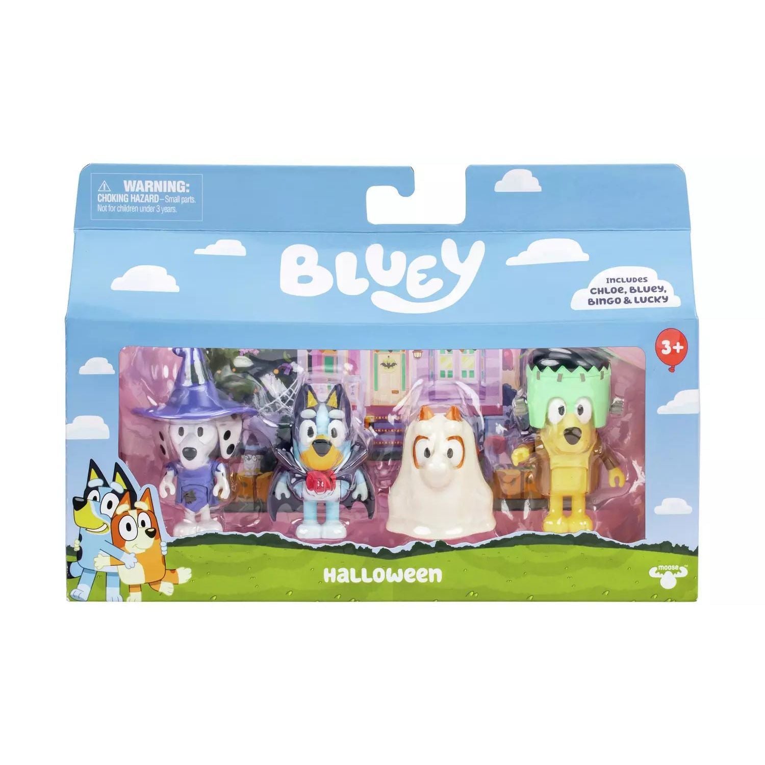 Bluey Halloween Costume Party Figures Set (7.62cm, Pack of 4), 3+ years