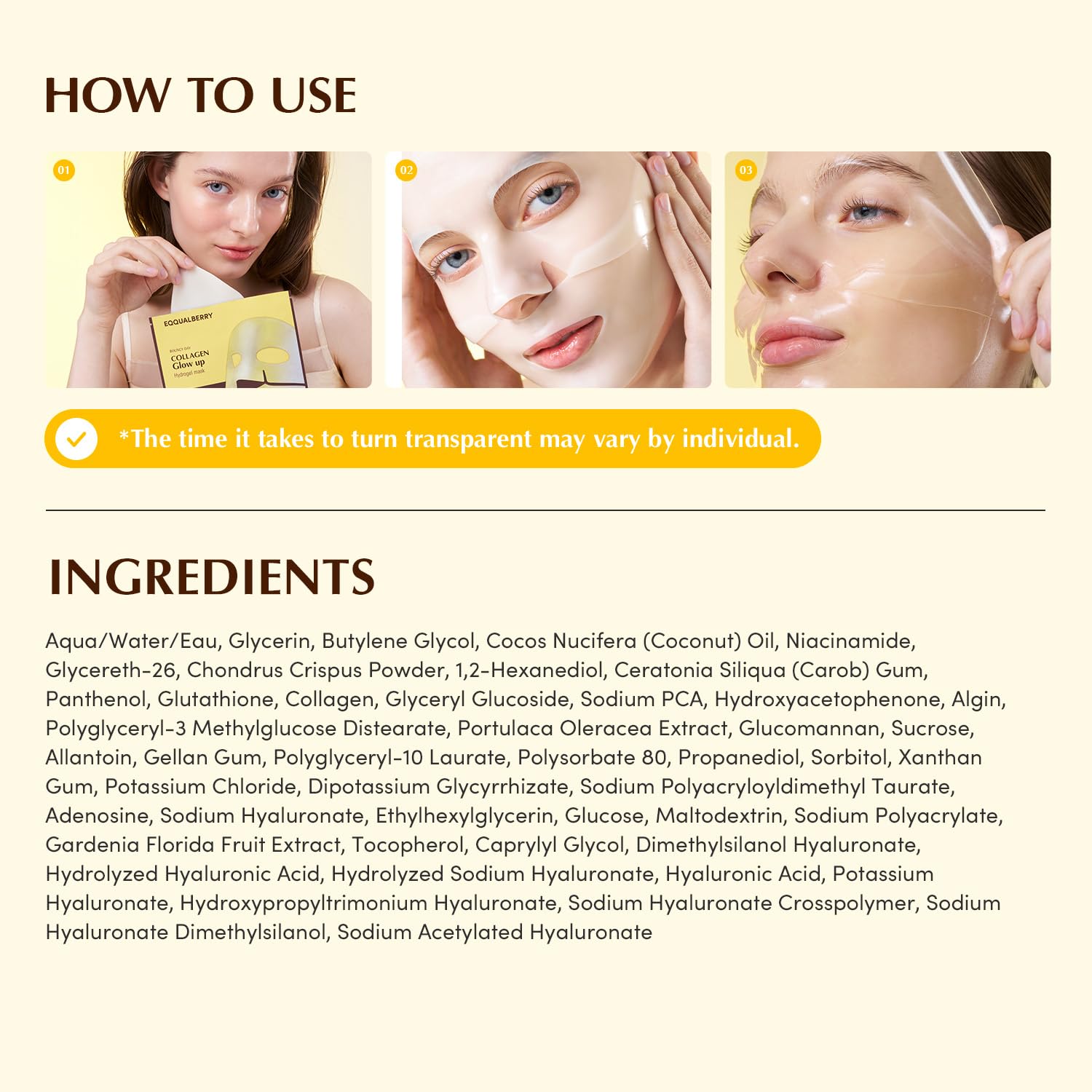 Eqqualberry Collagen Glow Up Hydrogel Mask 30G | 4Sheets