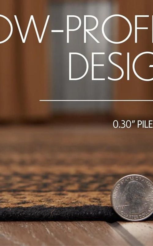 Reversible Braided Doorway Rug Eco-Friendly Half Circle 33" L for All Seasons (Beige/Black)