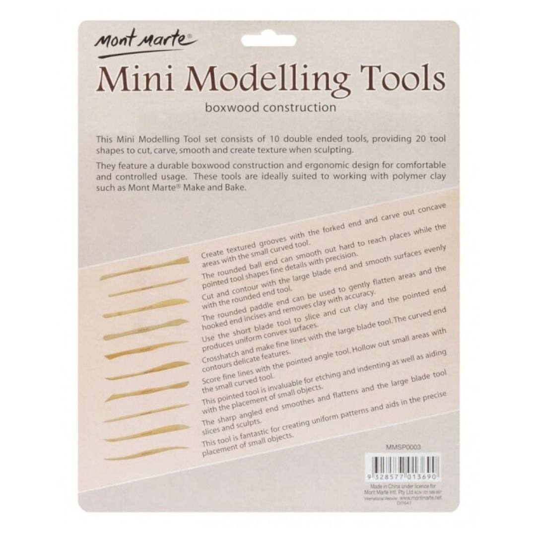 Mont Marte 10-Pieces, Mini Modelling Tools Boxwood Set, MMSP0003