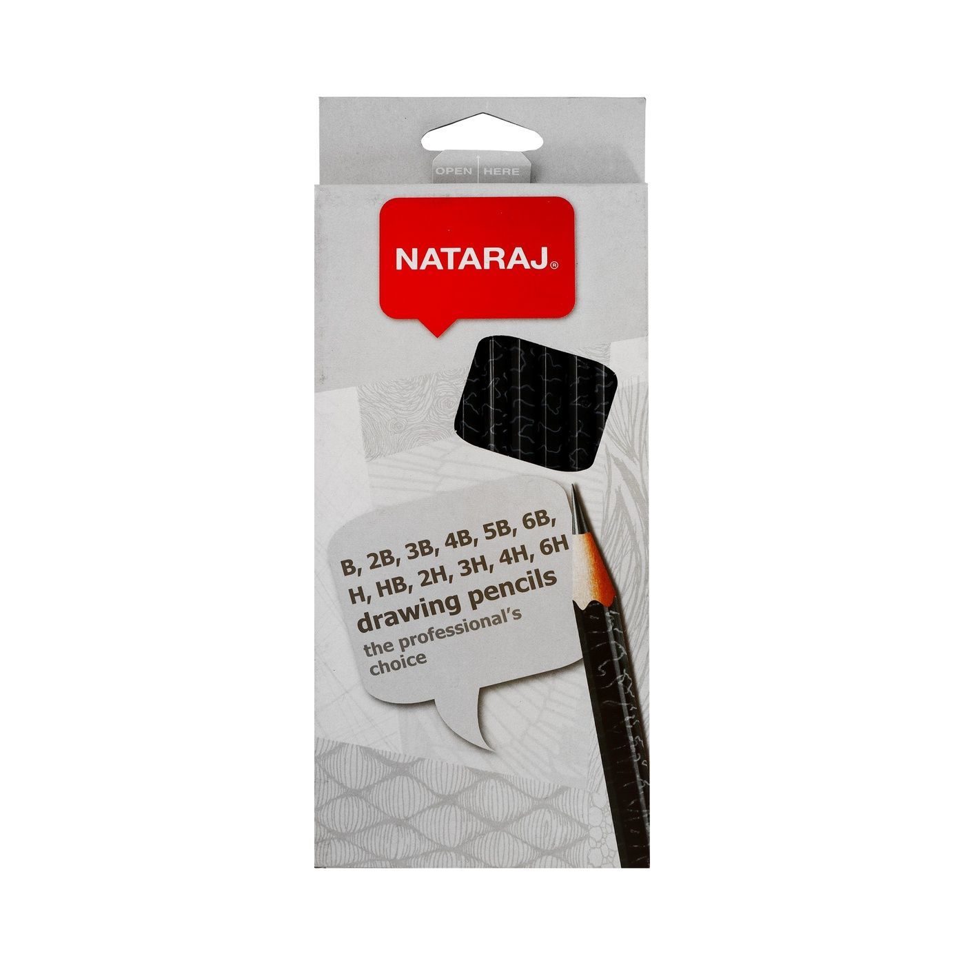 Nataraj Drawing & Sketching Pencils Set, 12P Piece, Assorted Grades, 6B-6H