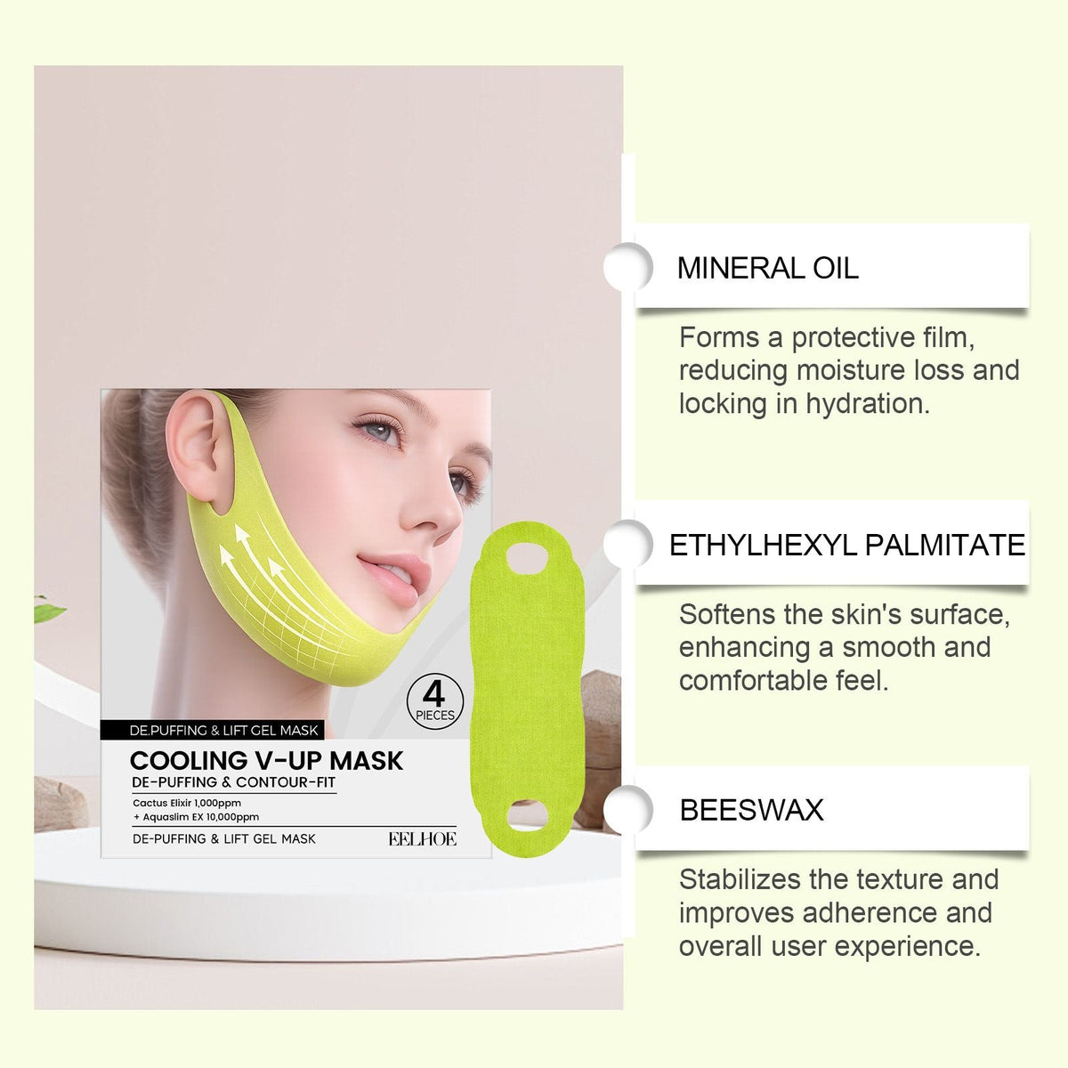 Lifting Sheet Face Mask with Ear Hooks 4pcs