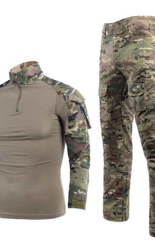 Army Tactical Shirt For Men Military Combat Shirt Hunting Cothes Camouflage Shirt Paintball T-shirt Set
