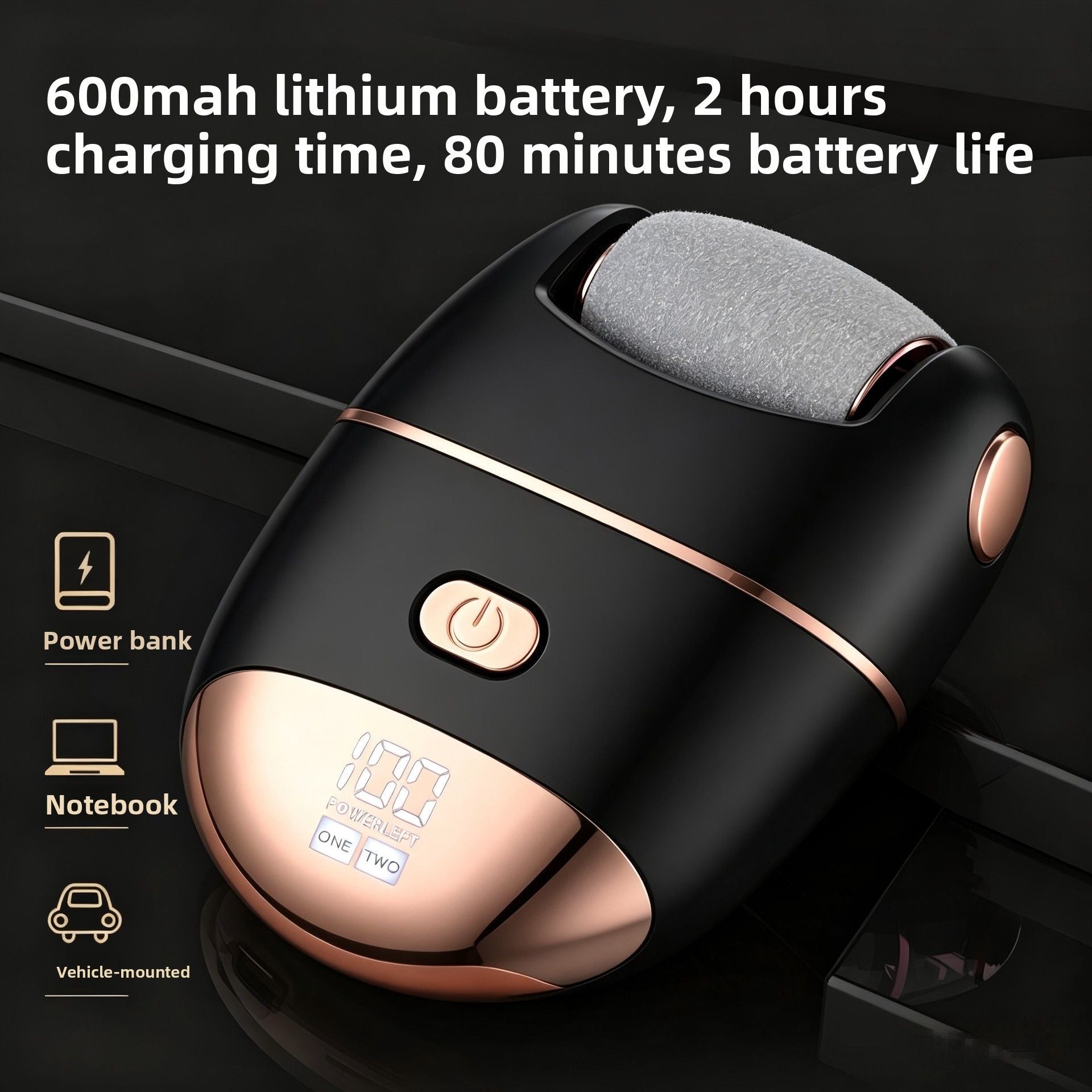 USB Electric Foot Callus Remover for Home & Travel Black