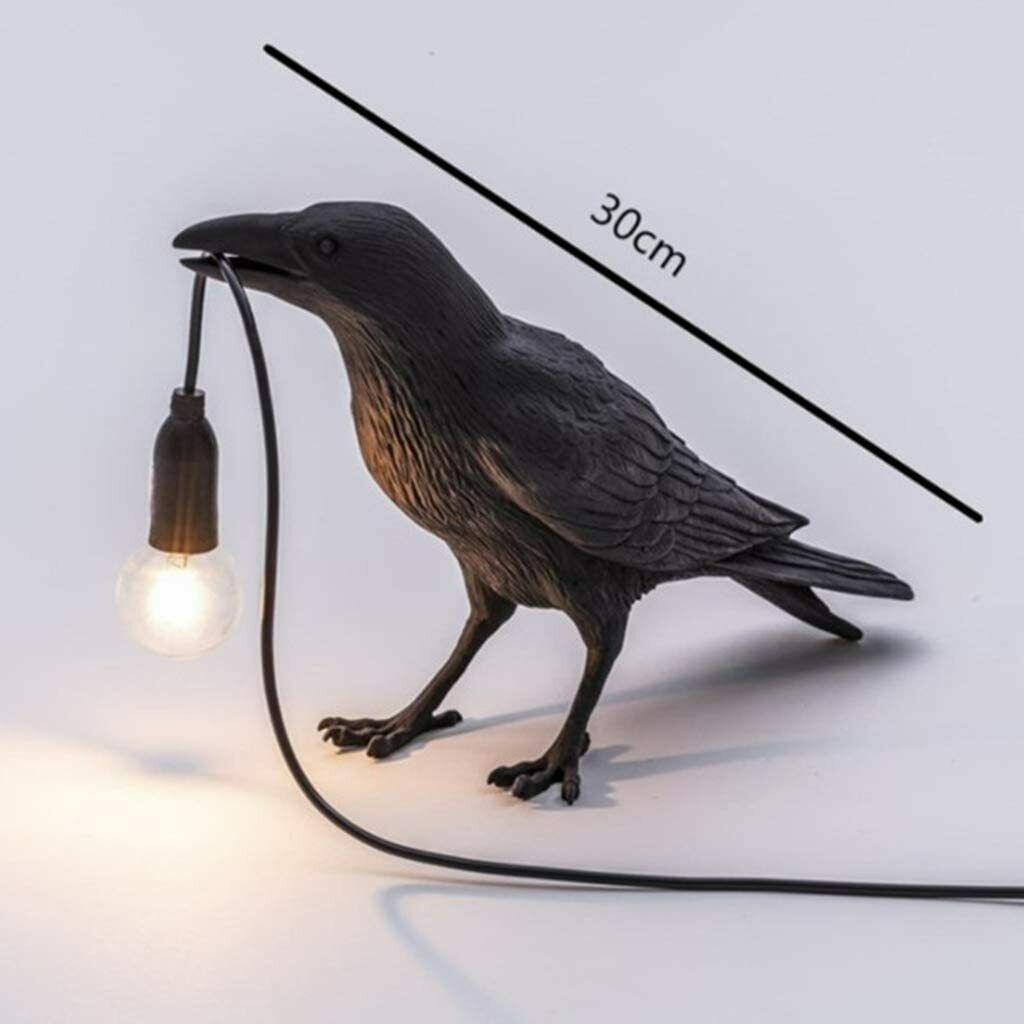 Bird Lamp Resin Crow LED Light Bedroom Wall Sconce Lamp Table Living Room Art Decoration