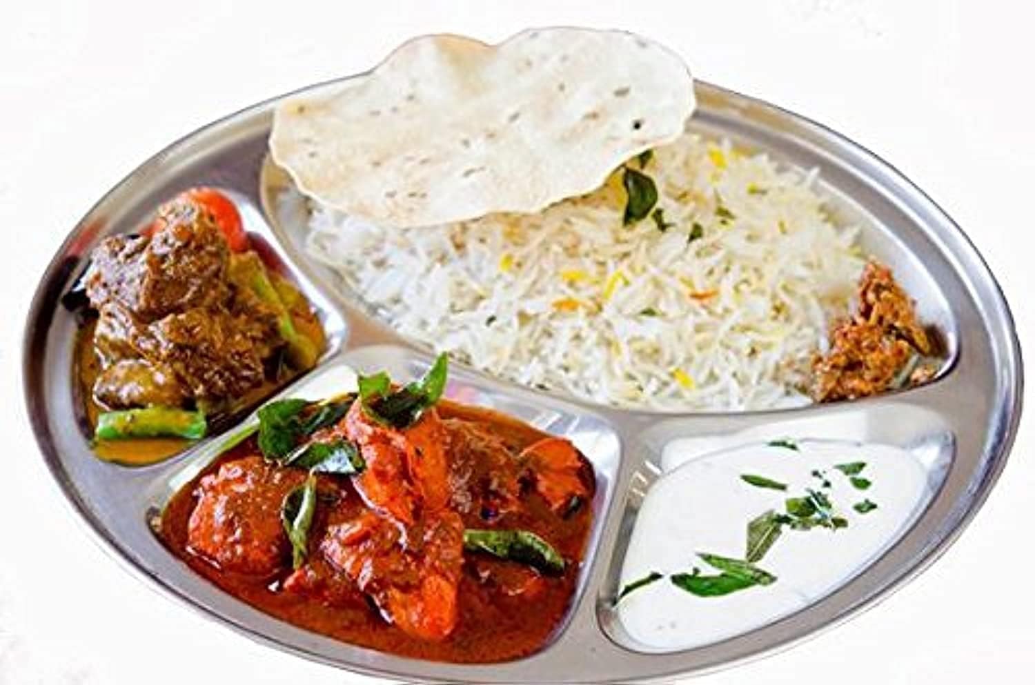Stainless Steel Round 4 Compartment Thali Plate