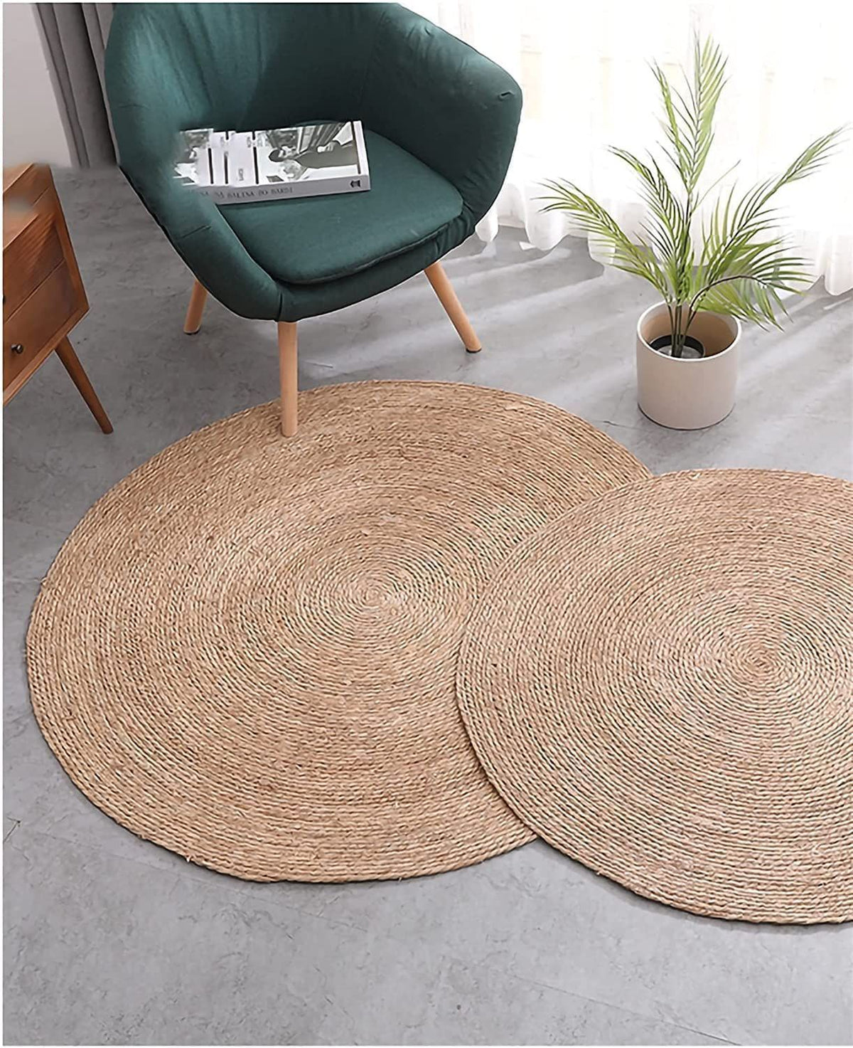 AIESY®  Beautiful Reversible Jute High Traffic Area Rug