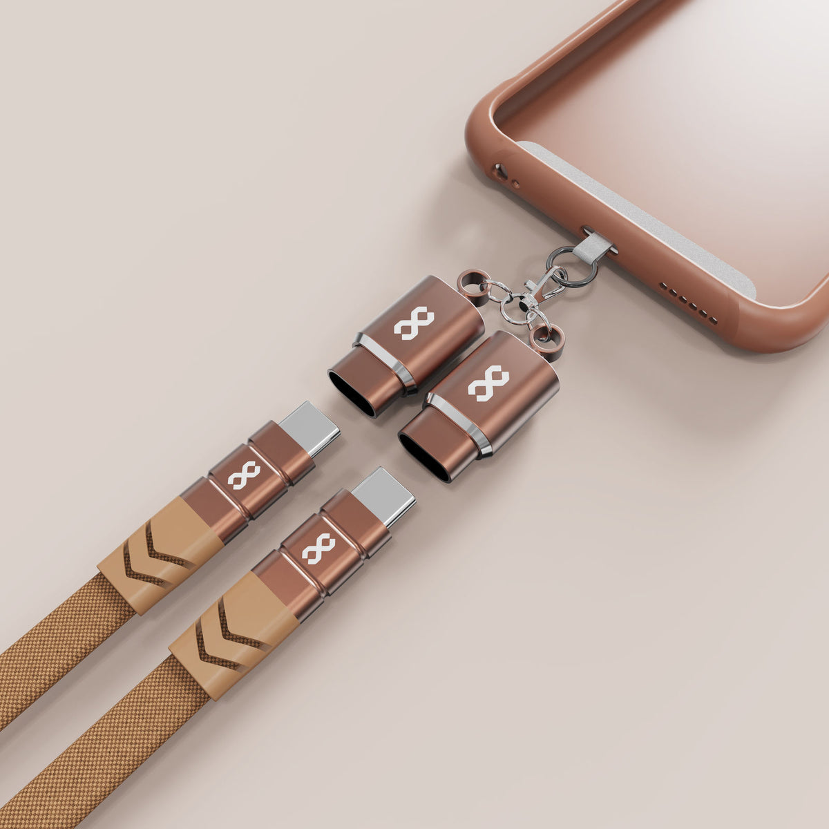 Infinyty 2-in-1 Lanyard USB-C to USB-C Braided Cable 60W, 1m