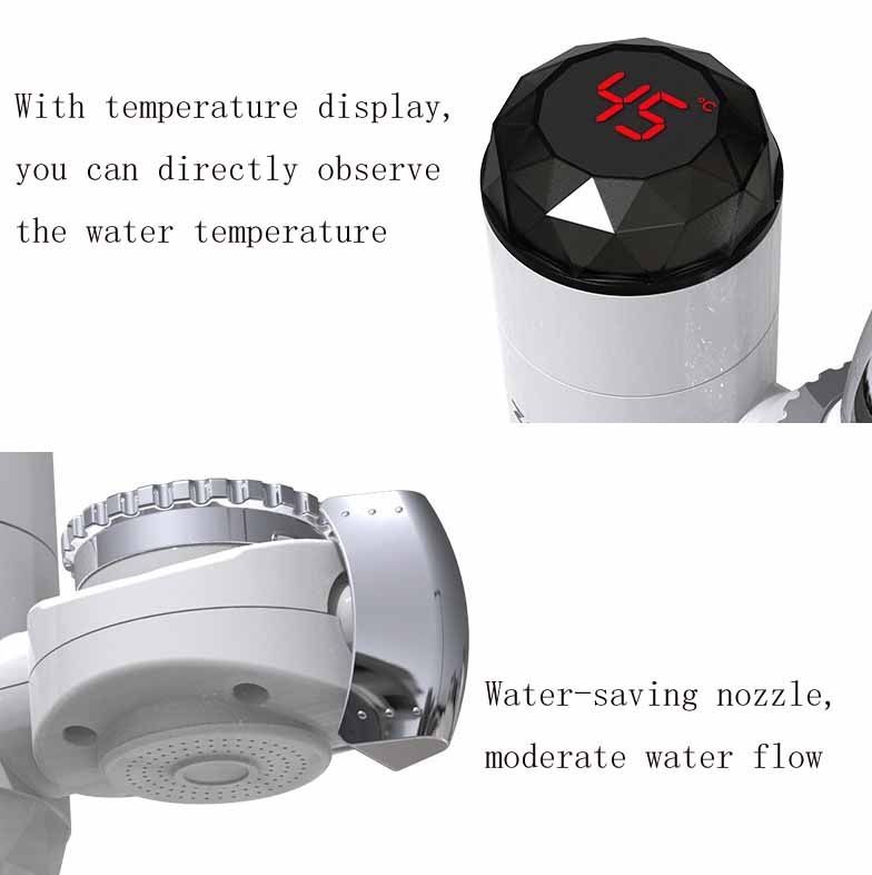 Instant Hot Water Faucet, Style:White + Leak Protection White + Leak Protection