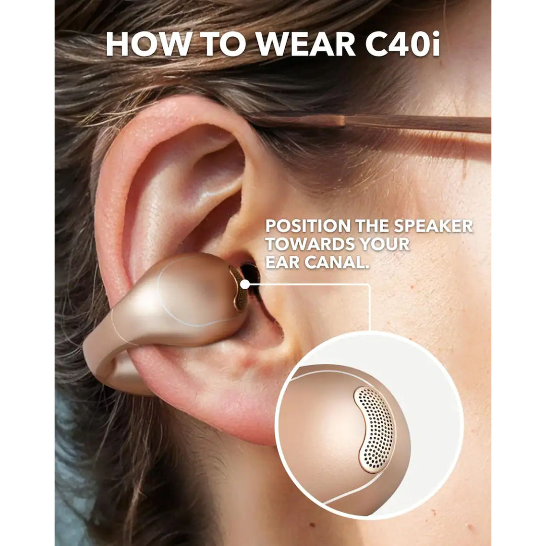 Anker Soundcore C40i Open-Ear Wireless Earbuds, Clip-On Design, Bluetooth 5.4, 21H Playtime