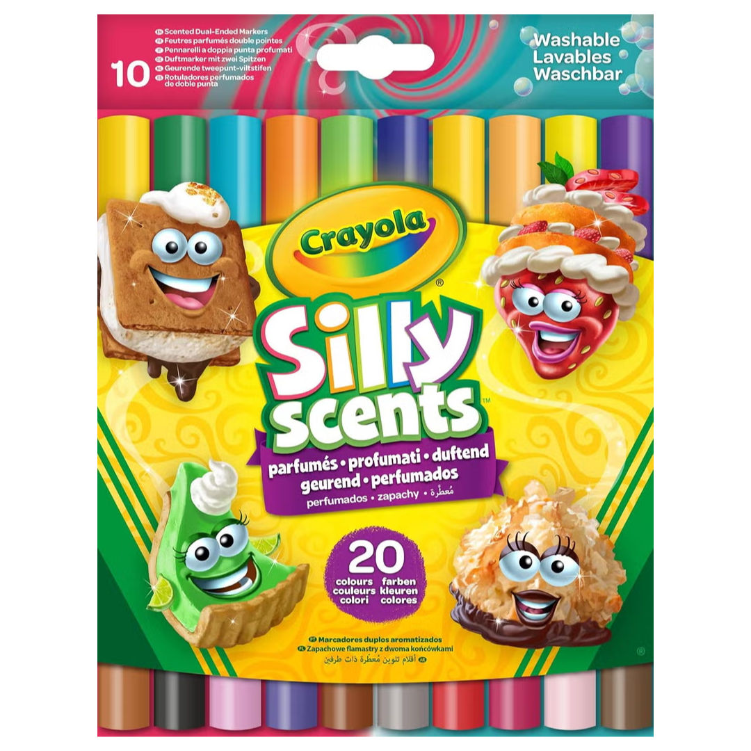 Crayola Silly Scents, Double Tip Washable Markers Set, 10 Pieces