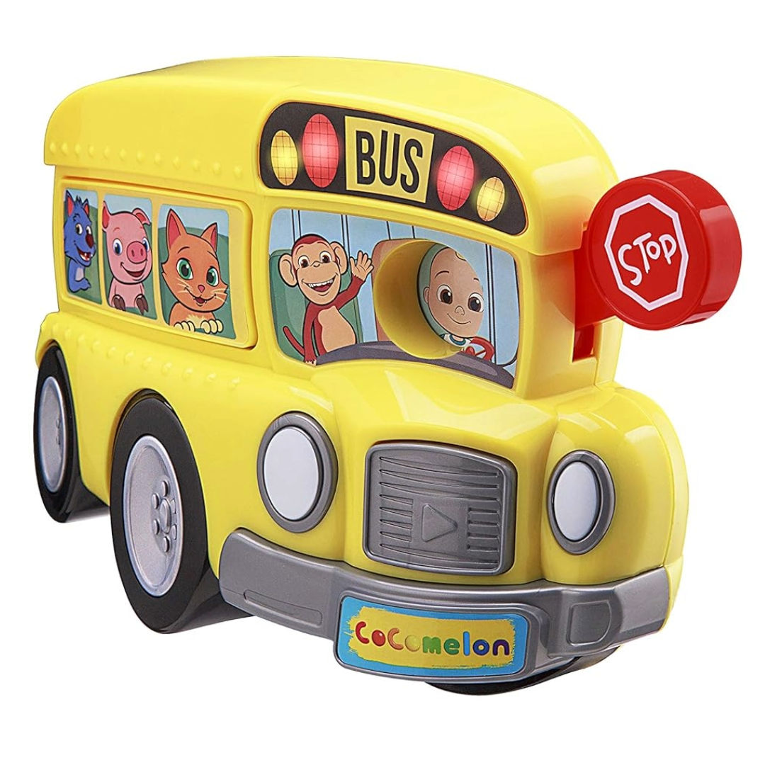 CoComelon Musical School Bus For Kids, Yellow Toy With Built-In Songs And Sound Effects, Flashing Lights
