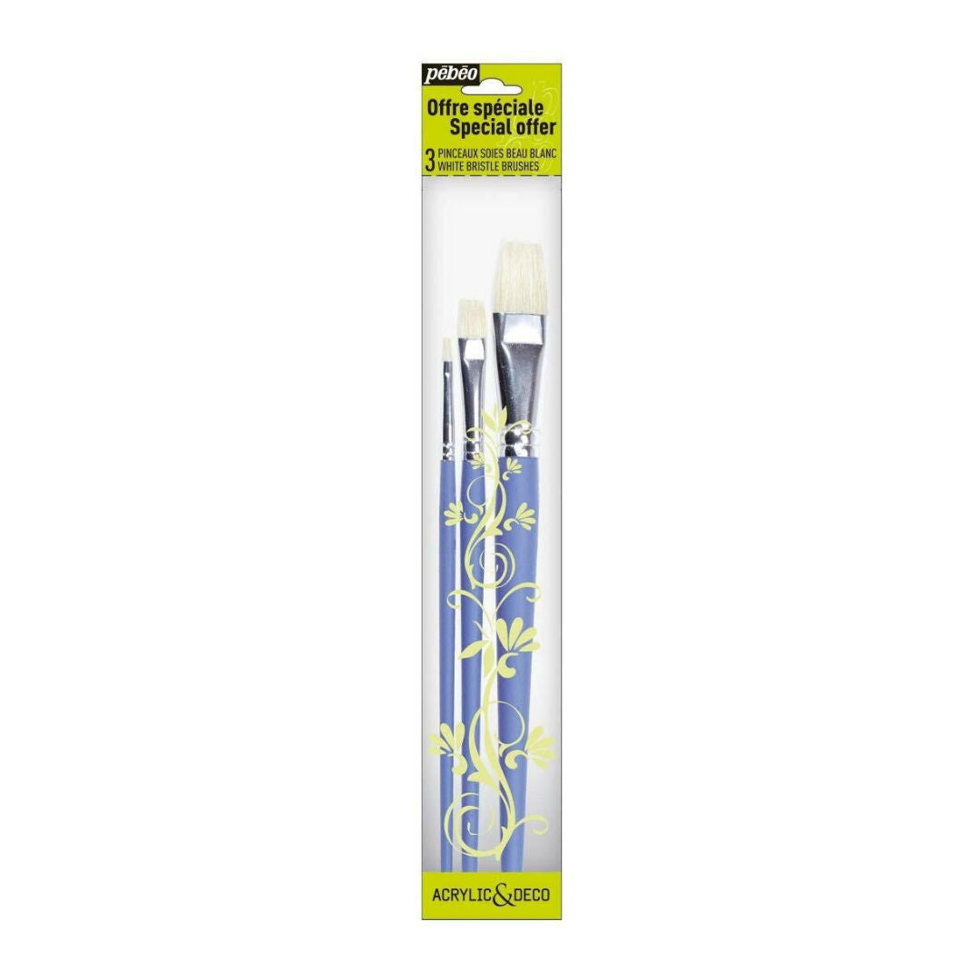 Pebeo 3 Pcs Acrylic & Deco Brush Set