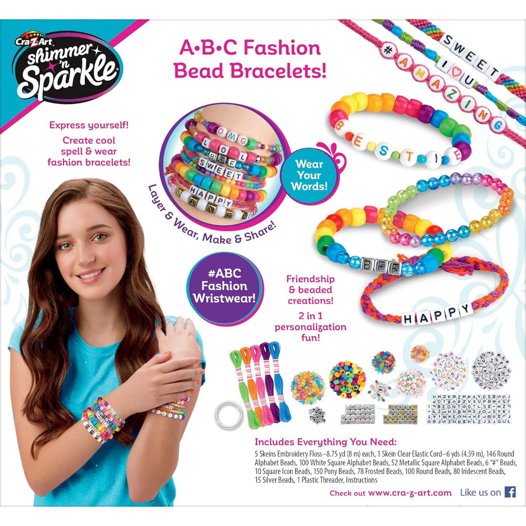 Cra-Z-Art Shimmer 'n Sparkle ABC Fashion Bead Bracelet Kit, 6+ Years