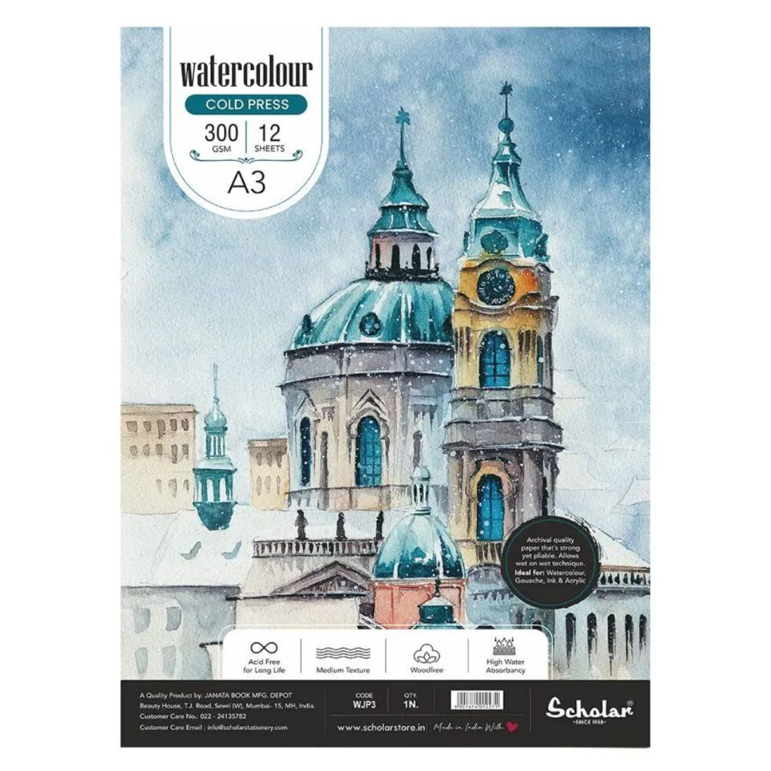 Scholar A3 Watercolour Pad, 300gsm, 12 Sheets