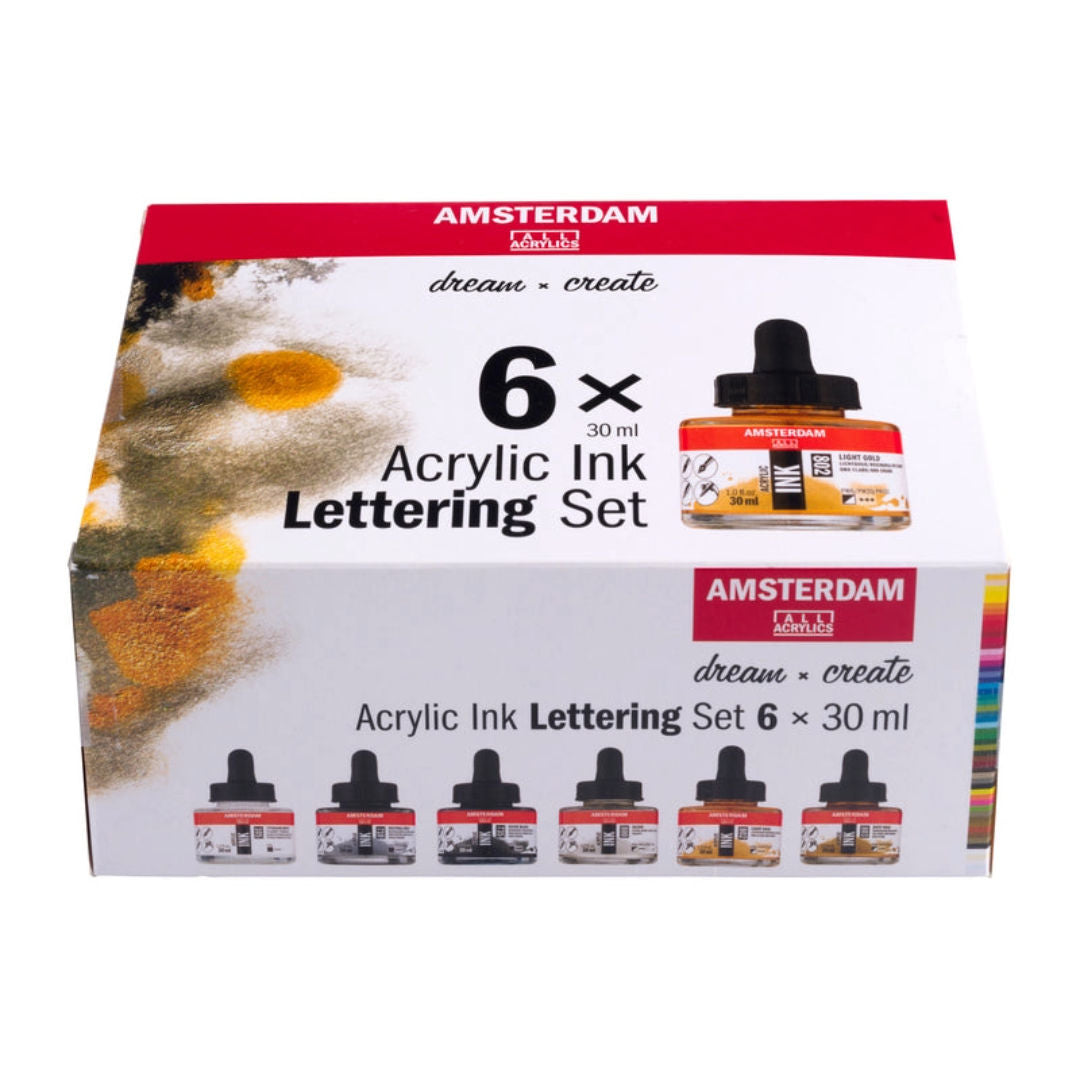 Amsterdam Acrylic Lettering Set Art Ink, 6x30ml