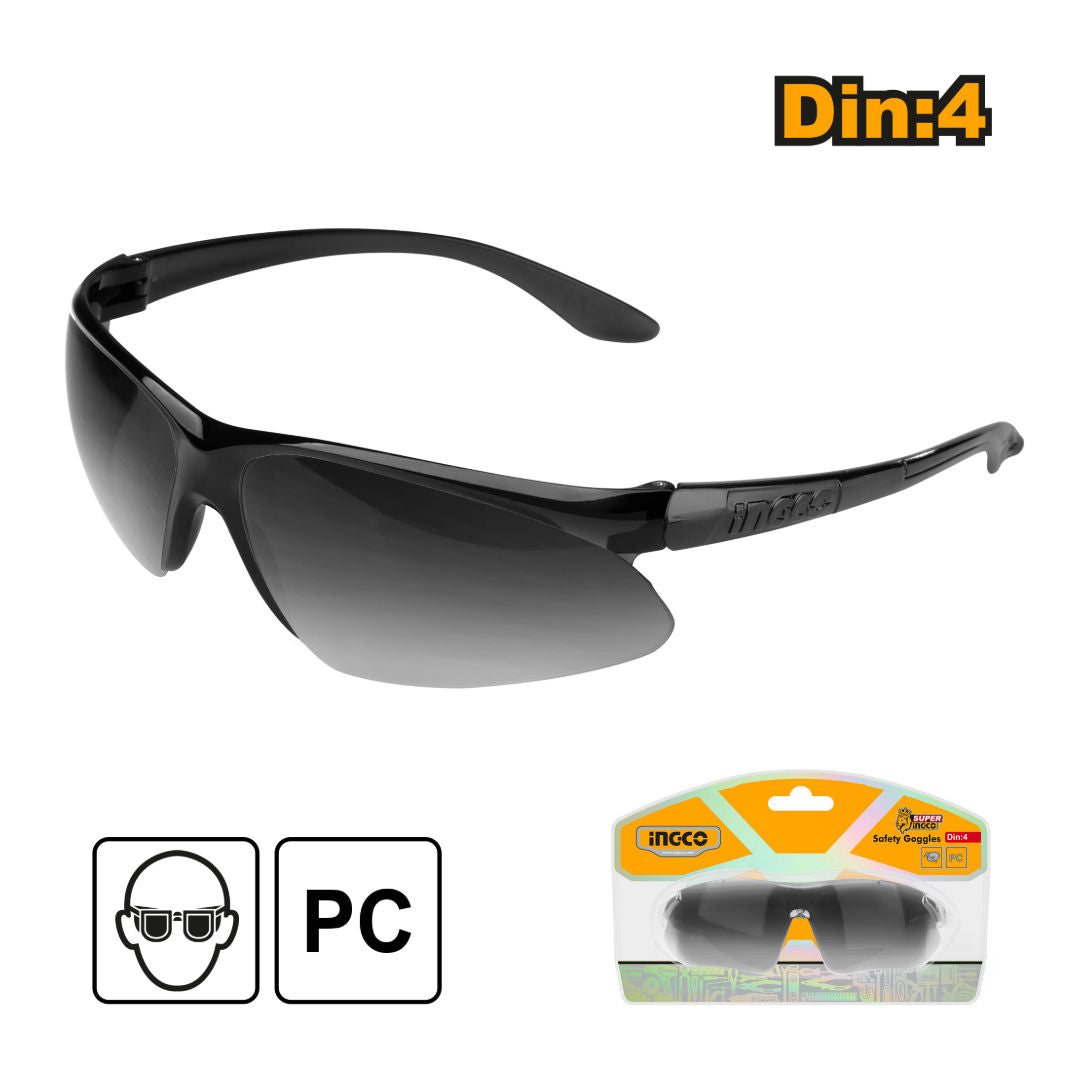 INGCO HSG04 Safety Goggles with Adjustable Temples and Flank Protection