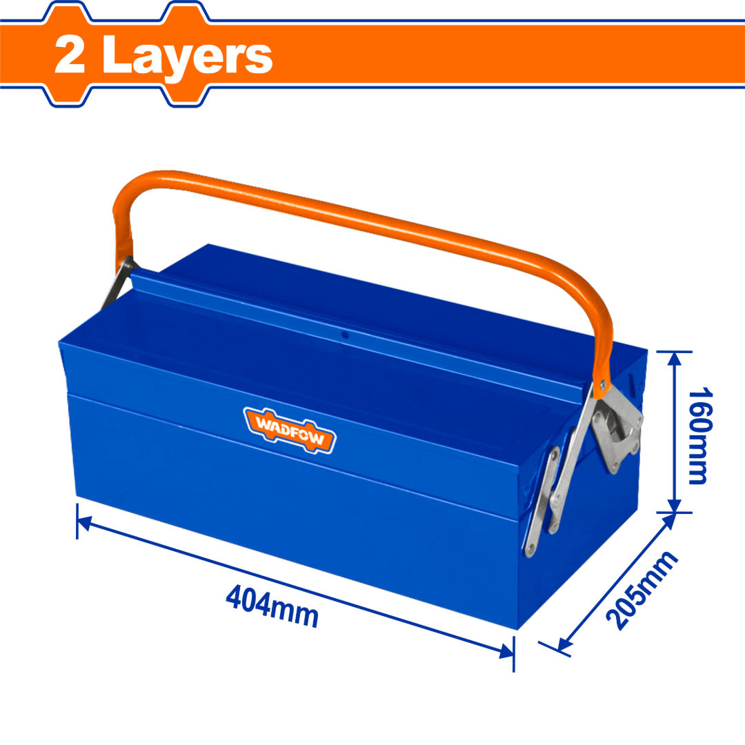 WADFOW Steel Tool Box, 2 Layers, 420x205x160 mm with Trays