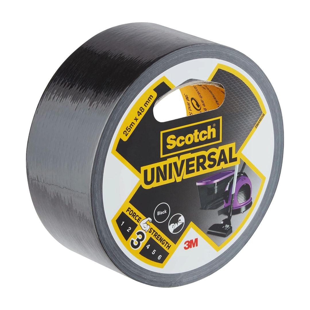 Scotch® Universal Duct Tape, Black, 48 mm x 25 m, Multi-Purpose Repair & Sealing Tape