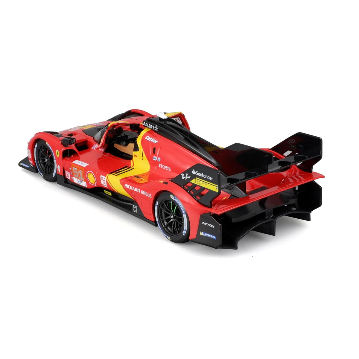 Bburago 24h LeMans 2023, Ferrari 499P Racing, Die-Cast Metal Car Kit, Red, 34 Pieces, 1:24