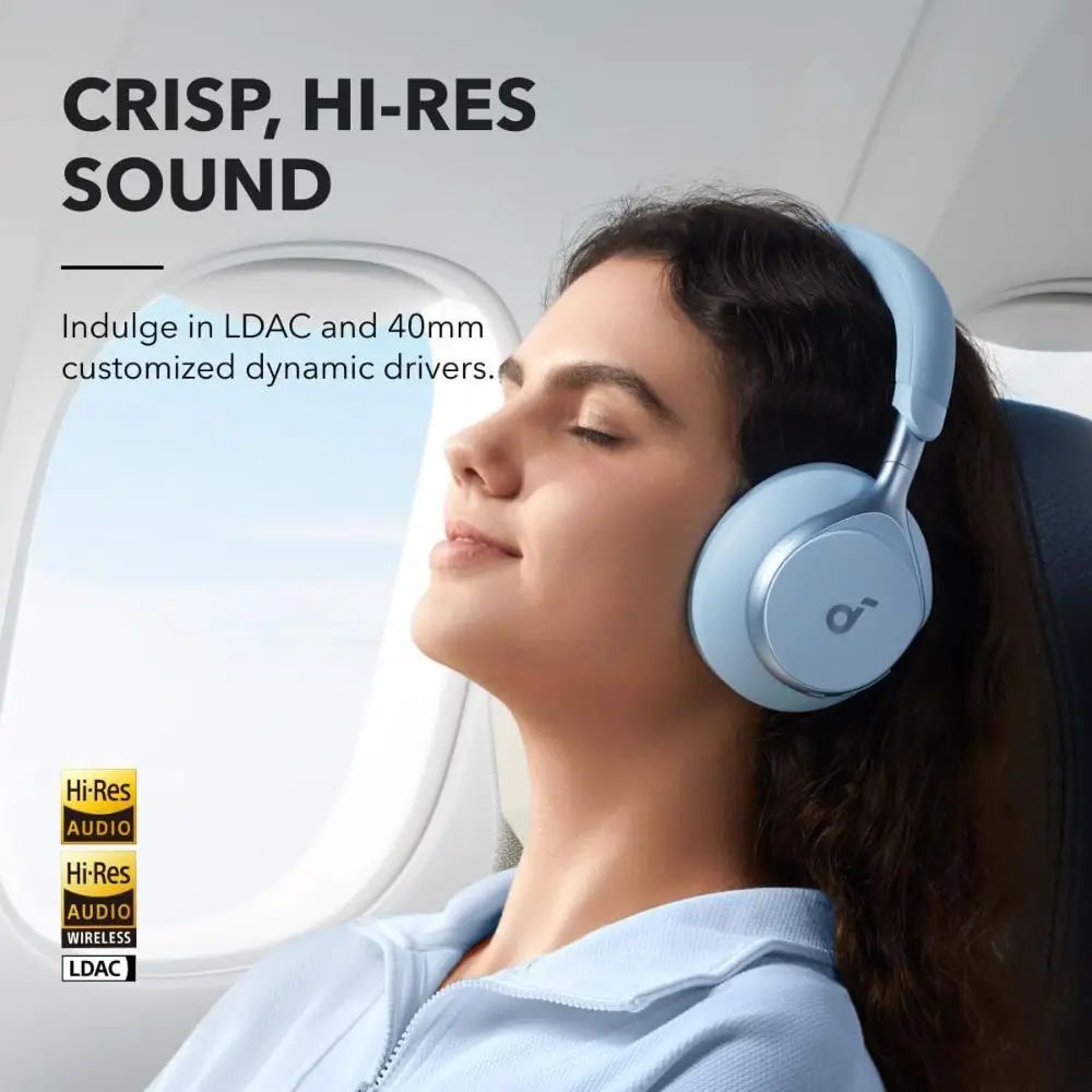 Anker Soundcore Space One A3035031 Wireless Over-Ear Noise Cancelling Headphones, Blue