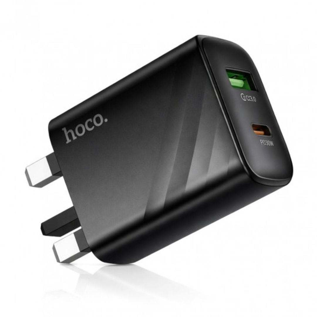 Hoco CS23B Sunlight PD30W+QC3.0 Charger Set with C to iP Cable, Black
